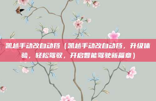 凯越手动改自动挡(凯越手动改自动挡,升级体验,轻松驾驭,开启智能驾驶新篇章)