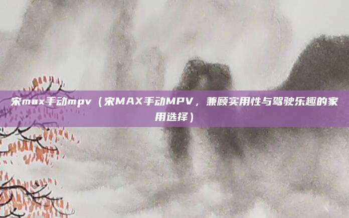 宋max手动mpv(宋MAX手动MPV,兼顾实用性与驾驶乐趣的家用选择)