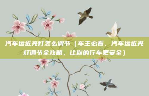 汽车远近光灯怎么调节(车主必看,汽车远近光灯调节全攻略,让你的行车更安全)