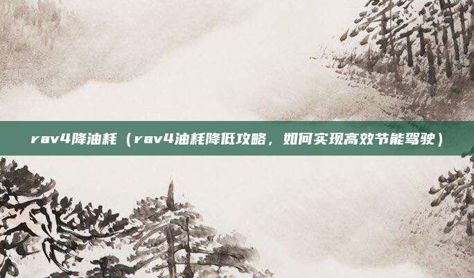 rav4降油耗（rav4油耗降低攻略，如何实现高效节能驾驶）