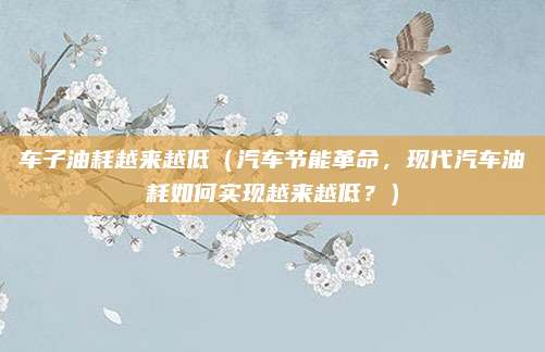 车子油耗越来越低(汽车节能革命,现代汽车油耗如何实现越来越低?)