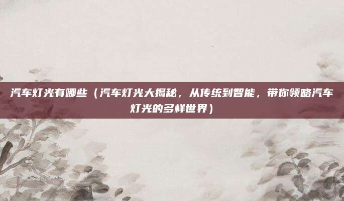汽车灯光有哪些（汽车灯光大揭秘，从传统到智能，带你领略汽车灯光的多样世界）