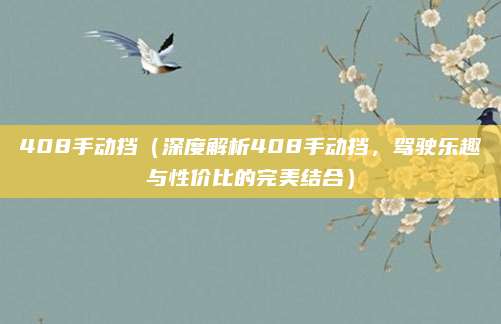 408手动挡（深度解析408手动挡，驾驶乐趣与性价比的完美结合）