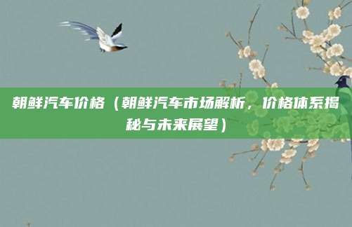 朝鲜汽车价格(朝鲜汽车市场解析,价格体系揭秘与未来展望)