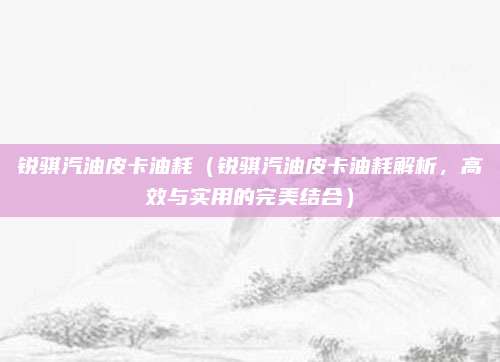 锐骐汽油皮卡油耗（锐骐汽油皮卡油耗解析，高效与实用的完美结合）