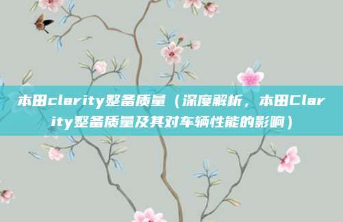 本田clarity整备质量(深度解析,本田Clarity整备质量及其对车辆性能的影响)