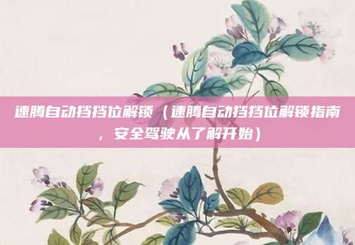 速腾自动挡挡位解锁（速腾自动挡挡位解锁指南，安全驾驶从了解开始）