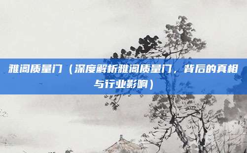 雅阁质量门（深度解析雅阁质量门，背后的真相与行业影响）