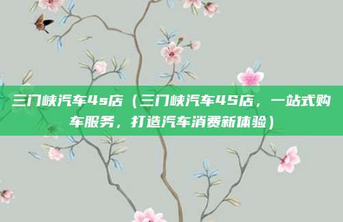 三门峡汽车4s店(三门峡汽车4S店,一站式购车服务,打造汽车消费新体验)