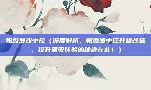 帕杰罗改中控(深度解析,帕杰罗中控升级改造,提升驾驭体验的秘诀在此!)