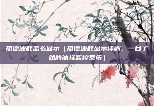 杰德油耗怎么显示（杰德油耗显示详解，一目了然的油耗监控系统）