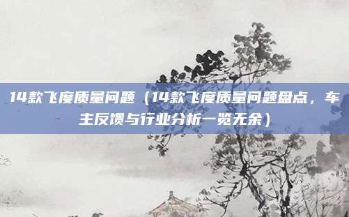 14款飞度质量问题(14款飞度质量问题盘点,车主反馈与行业分析一览无余)