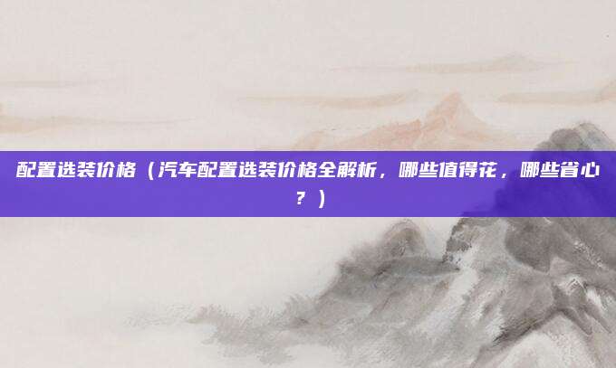 配置选装价格(汽车配置选装价格全解析,哪些值得花,哪些省心?)
