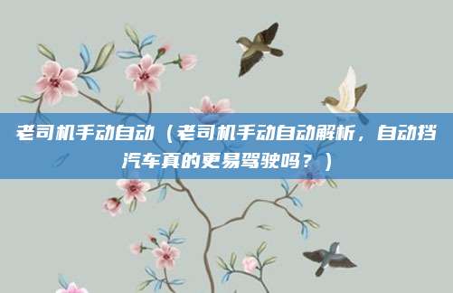 老司机手动自动(老司机手动自动解析,自动挡汽车真的更易驾驶吗?)