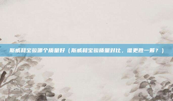 斯威和宝骏哪个质量好(斯威和宝骏质量对比,谁更胜一筹?)