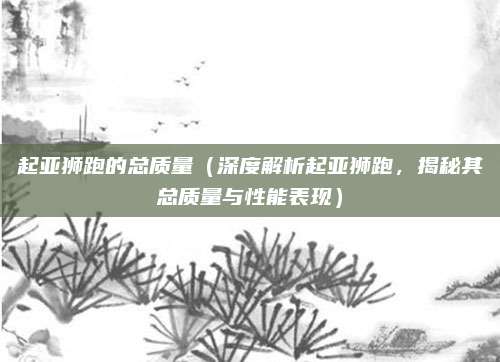 起亚狮跑的总质量（深度解析起亚狮跑，揭秘其总质量与性能表现）