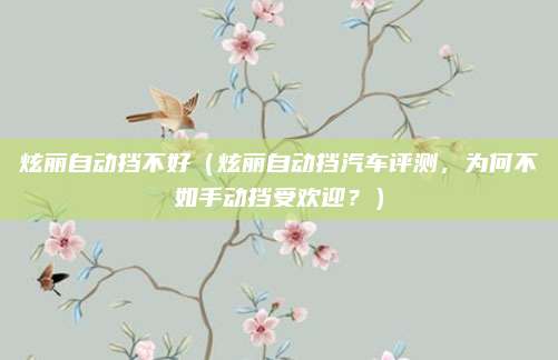 炫丽自动挡不好(炫丽自动挡汽车评测,为何不如手动挡受欢迎?)