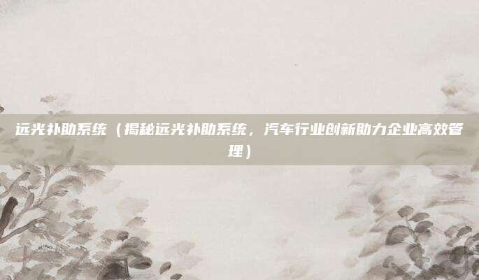 远光补助系统(揭秘远光补助系统,汽车行业创新助力企业高效管理)