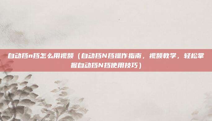 自动挡n挡怎么用视频(自动挡N挡操作指南,视频教学,轻松掌握自动挡N挡使用技巧)