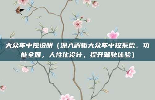 大众车中控说明(深入解析大众车中控系统,功能全面,人性化设计,提升驾驶体验)