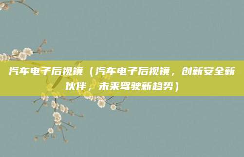 汽车电子后视镜（汽车电子后视镜，创新安全新伙伴，未来驾驶新趋势）