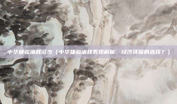 中华捷骏油耗多少(中华捷骏油耗表现解析,经济环保的选择?)
