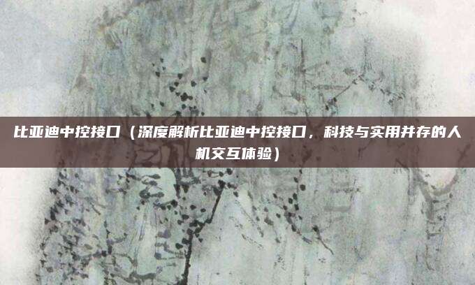 比亚迪中控接口（深度解析比亚迪中控接口，科技与实用并存的人机交互体验）