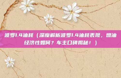 波罗1.4油耗（深度解析波罗1.4油耗表现，燃油经济性如何？车主口碑揭秘！）