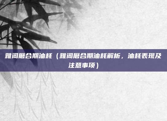 雅阁磨合期油耗（雅阁磨合期油耗解析，油耗表现及注意事项）