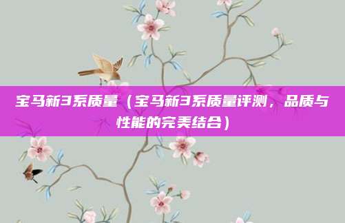 宝马新3系质量（宝马新3系质量评测，品质与性能的完美结合）