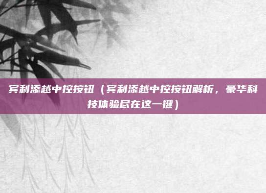 宾利添越中控按钮（宾利添越中控按钮解析，豪华科技体验尽在这一键）
