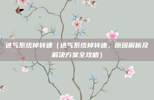 进气系统掉转速(进气系统掉转速,原因解析及解决方案全攻略)