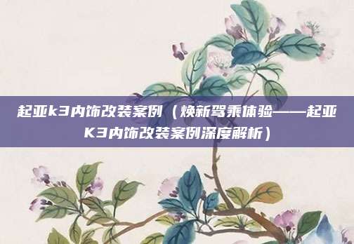 起亚k3内饰改装案例(焕新驾乘体验——起亚K3内饰改装案例深度解析)