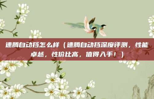 速腾自动挡怎么样（速腾自动挡深度评测，性能卓越，性价比高，值得入手！）