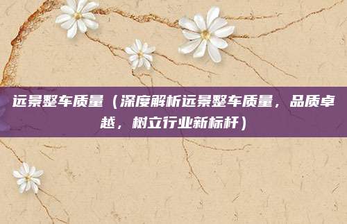 远景整车质量（深度解析远景整车质量，品质卓越，树立行业新标杆）