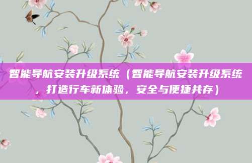 智能导航安装升级系统（智能导航安装升级系统，打造行车新体验，安全与便捷共存）