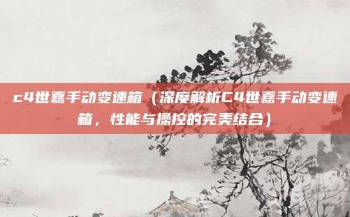 c4世嘉手动变速箱（深度解析C4世嘉手动变速箱，性能与操控的完美结合）