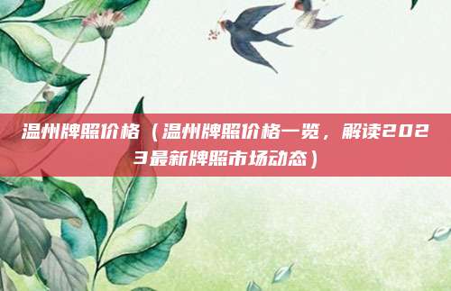 温州牌照价格（温州牌照价格一览，解读2023最新牌照市场动态）