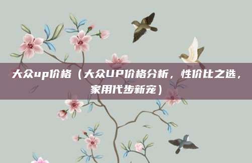 大众up价格（大众UP价格分析，性价比之选，家用代步新宠）