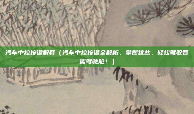 汽车中控按键解释(汽车中控按键全解析,掌握这些,轻松驾驭智能驾驶舱!)