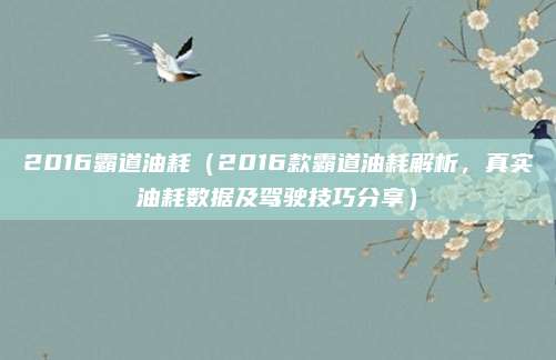 2016霸道油耗(2016款霸道油耗解析,真实油耗数据及驾驶技巧分享)
