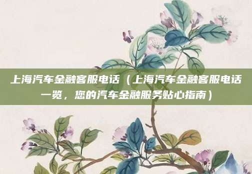 上海汽车金融客服电话（上海汽车金融客服电话一览，您的汽车金融服务贴心指南）