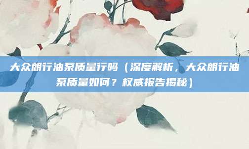 大众朗行油泵质量行吗(深度解析,大众朗行油泵质量如何?权威报告揭秘)
