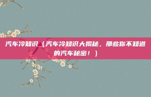 汽车冷知识（汽车冷知识大揭秘，那些你不知道的汽车秘密！）