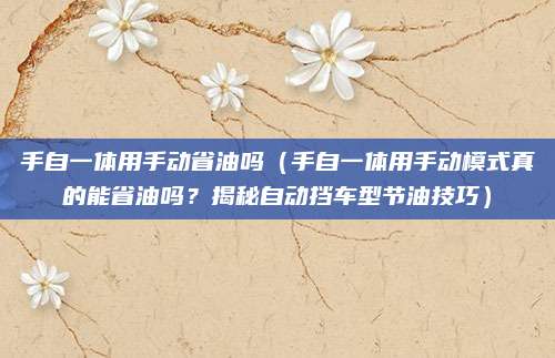 手自一体用手动省油吗（手自一体用手动模式真的能省油吗？揭秘自动挡车型节油技巧）