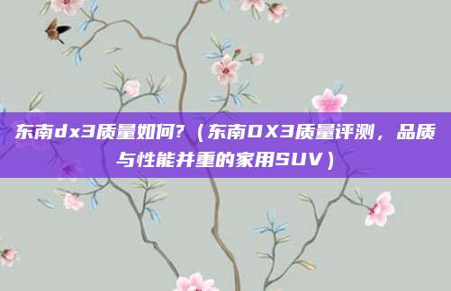 东南dx3质量如何?(东南DX3质量评测,品质与性能并重的家用SUV)