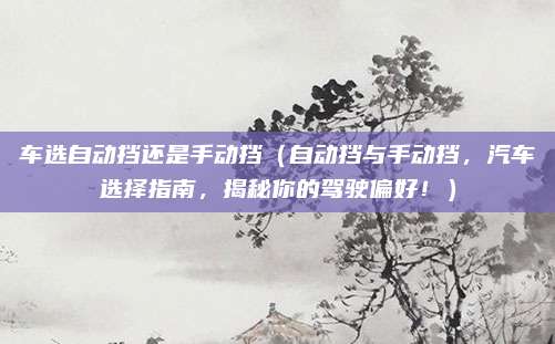 车选自动挡还是手动挡(自动挡与手动挡,汽车选择指南,揭秘你的驾驶偏好!)