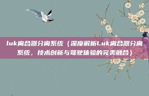 luk离合器分离系统(深度解析Luk离合器分离系统,技术创新与驾驶体验的完美融合)
