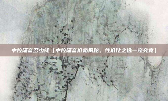 中控隔音多少钱(中控隔音价格揭秘,性价比之选一窥究竟)