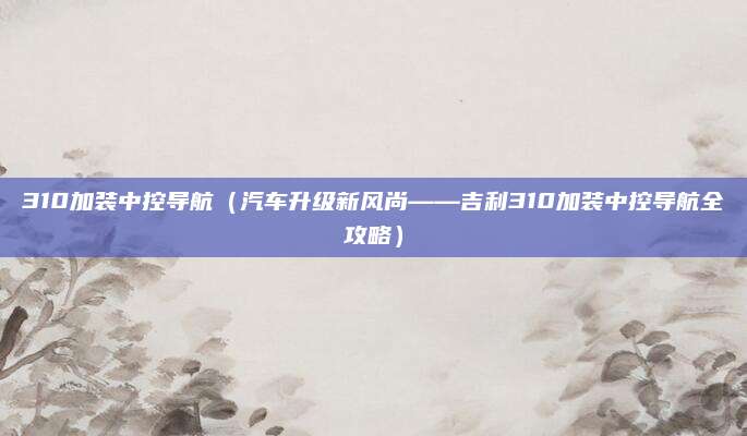 310加装中控导航(汽车升级新风尚——吉利310加装中控导航全攻略)